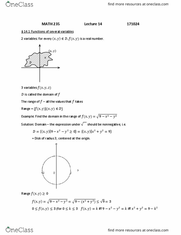 MAT235Y1 Lecture Notes - Lecture 1: If And Only If, Level Set thumbnail