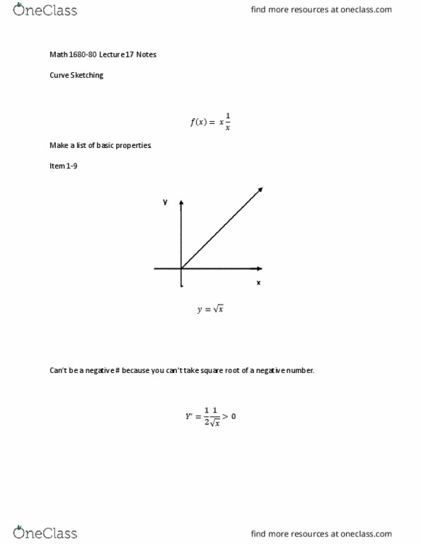 MATH 1680 Lecture Notes - Lecture 1: Negative Number, Quadratic Formula thumbnail