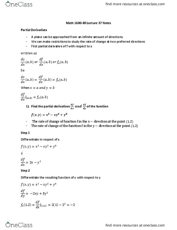 MATH 1680 Lecture Notes - Lecture 1: Partial Derivative, Production Function thumbnail