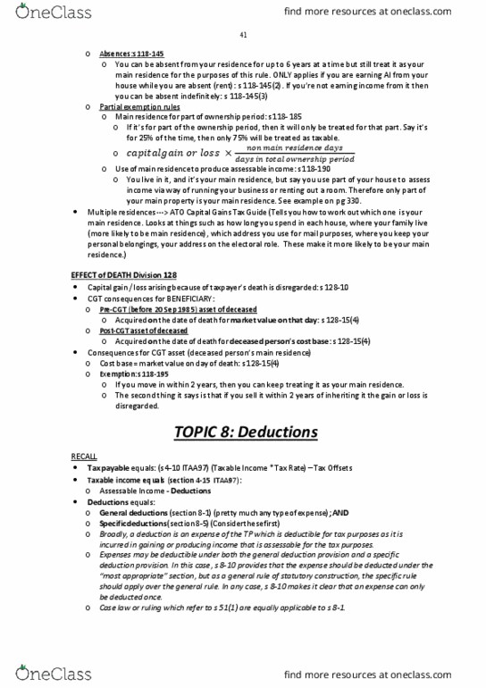 BLAW30002 Lecture Notes - Lecture 8: Capital Allowance, Efficiency Ratio, Sunscreen thumbnail