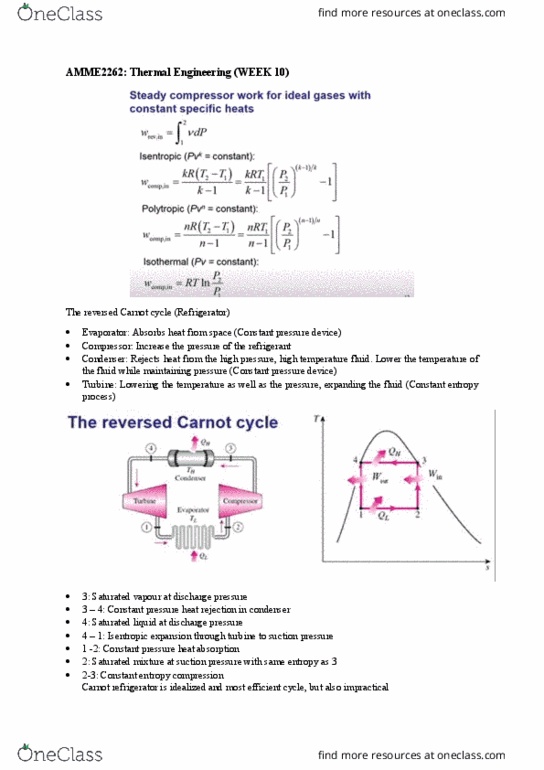 AMME2262 Lecture Notes - Lecture 10: Rankine Cycle, Thermal Engineering, Suction Pressure thumbnail