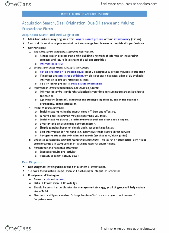 FINC3013 Lecture Notes - Lecture 5: Unobservable, Real Options Valuation, Opportunity Cost thumbnail