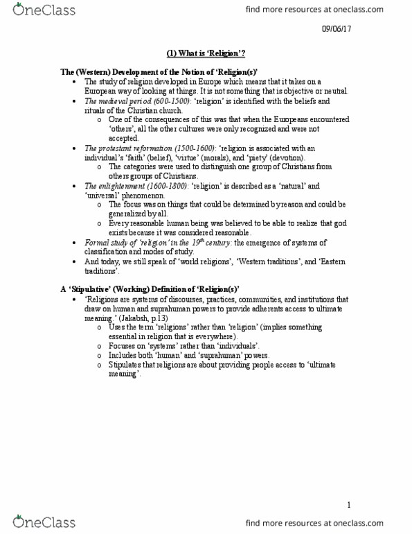 SRS 1112 Lecture Notes - Lecture 1: Protestant Reformation thumbnail