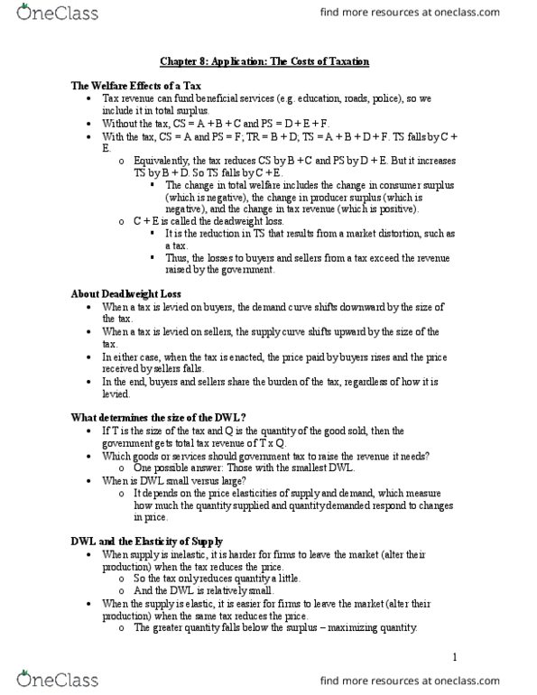 ECO 1104 Lecture Notes - Lecture 8: Demand Curve, Tax Rate, Laffer Curve thumbnail