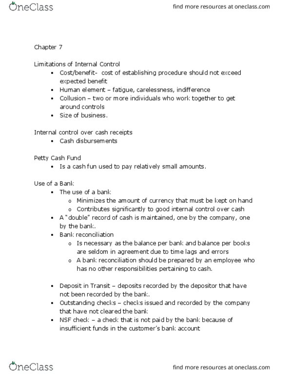 ACCT 200 Lecture Notes - Lecture 8: List Of The Shield Episodes, Bank Reconciliation, Internal Control thumbnail