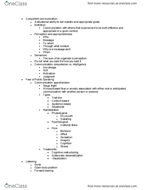 COMM 210 Lecture Notes - Lecture 1: Eye Contact, Xerostomia, Systematic Desensitization thumbnail