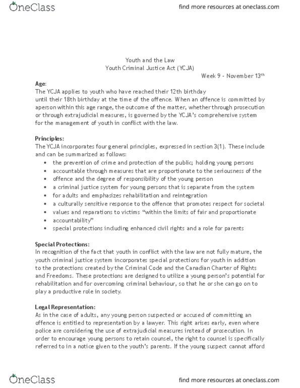 AHSS 1160 Lecture Notes - Lecture 8: Youth Criminal Justice Act, Publication Ban thumbnail
