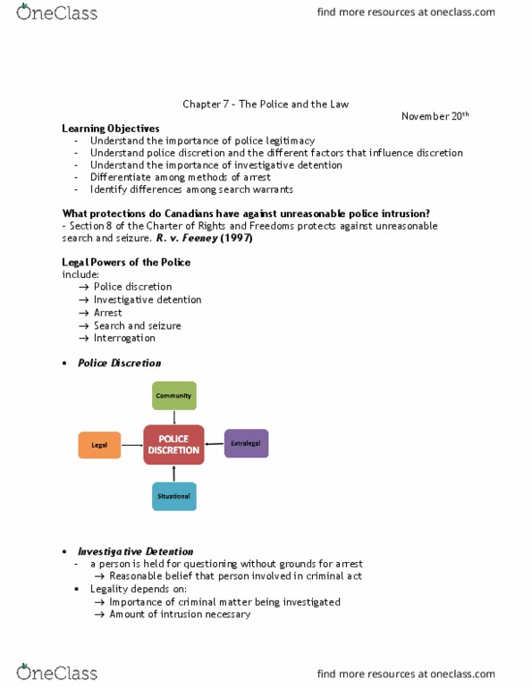 AHSS 1160 Lecture Notes - Lecture 10: Selective Enforcement, Police Misconduct, Police Legitimacy thumbnail