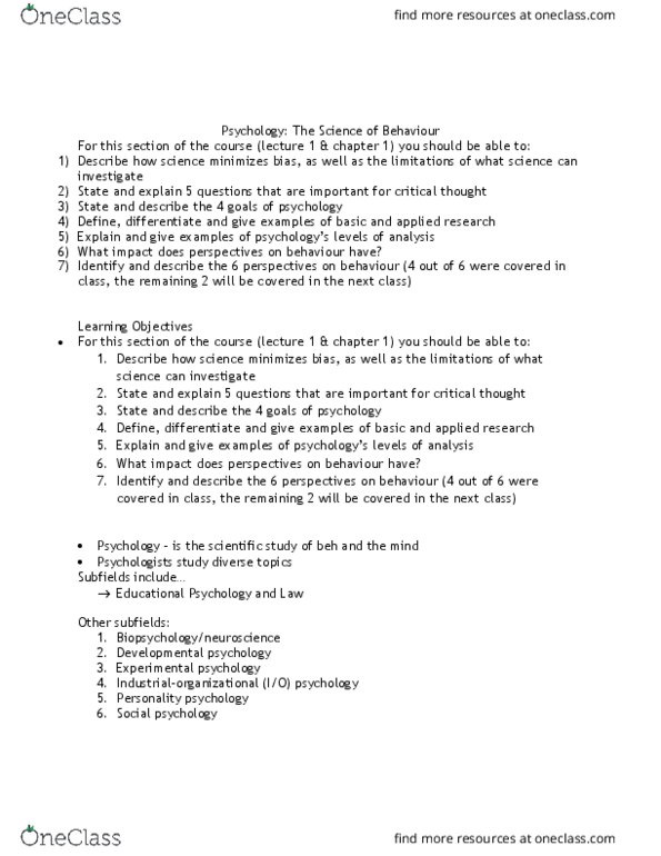 AHSS 1110 Lecture Notes - Lecture 1: Inflectional Phrase, Extrasensory Perception, Confirmation Bias thumbnail