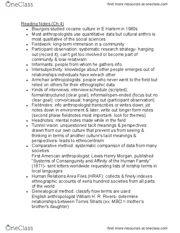 ANTH 2 Lecture Notes - Lecture 4: American Anthropologist, Intersubjectivity, Fieldnotes thumbnail