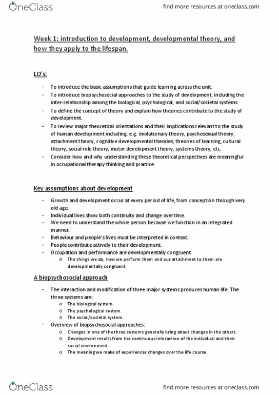 OCC1032 Lecture Notes - Lecture 1: Personal Development, Inclusive Fitness, 6 Years thumbnail