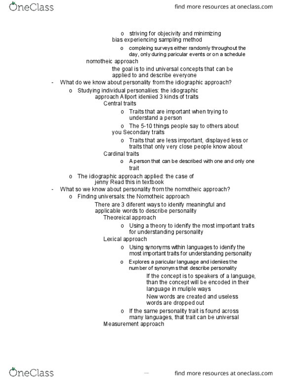 PSYC 2530 Lecture Notes - Lecture 4: Trait Theory, Factor Analysis thumbnail