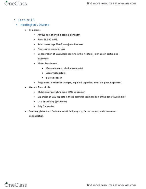 BIPN 152 Lecture Notes - Lecture 20: Neurodegeneration, Mutation, Cramp thumbnail