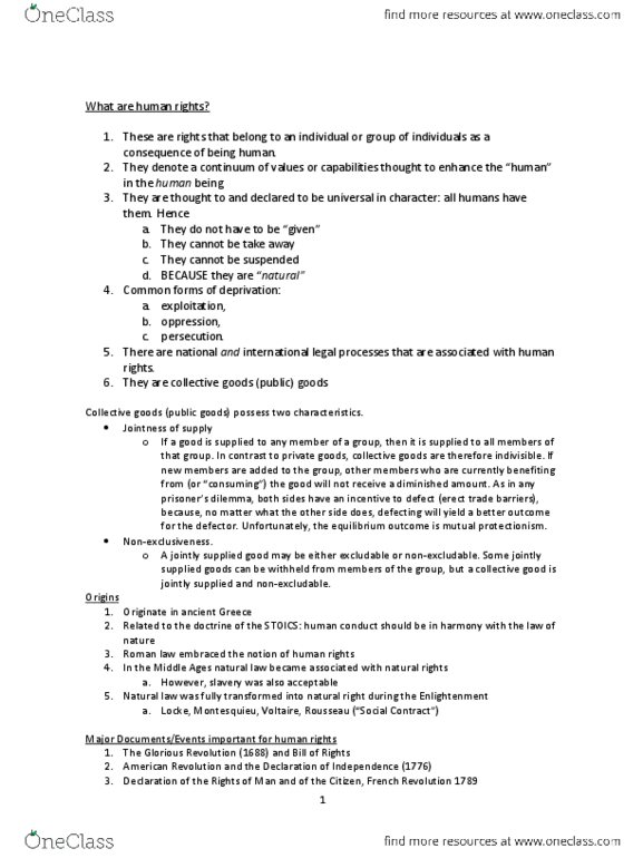 POLD89H3 Lecture Notes - Civil Society, Westminster System, Office Of The United Nations High Commissioner For Human Rights thumbnail