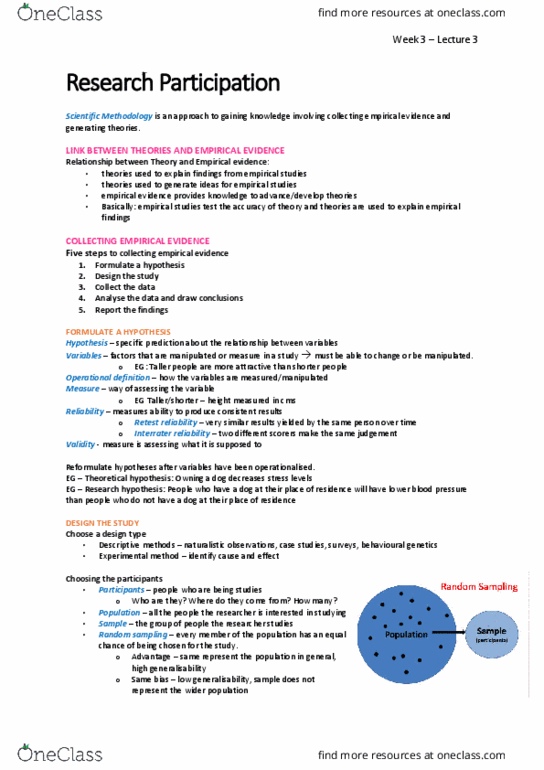 PSYC100 Lecture Notes - Lecture 3: Straw Man, Behavioural Genetics, Repeated Measures Design thumbnail