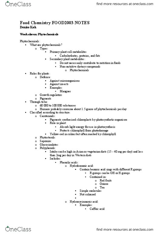 FOOD2003 Lecture Notes - Lecture 11: Phytoestrogens, Cholesterol, Cyclooxygenase thumbnail