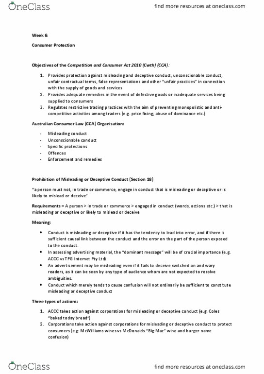 MLC101 Lecture Notes - Lecture 6: Reasonable Time, Price Fixing, Hire Purchase thumbnail