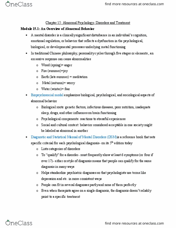 PSY 103 Chapter Notes - Chapter Ch 15: Hypersomnia, Bipolar Disorder, Buprenorphine thumbnail