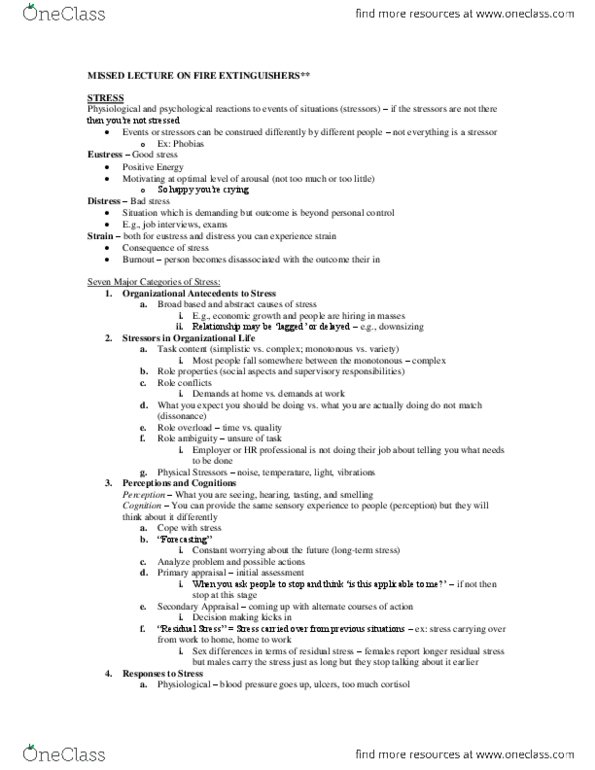 Management and Organizational Studies 3344A/B Lecture Notes - Motivation, Flextime, Workplace Wellness thumbnail