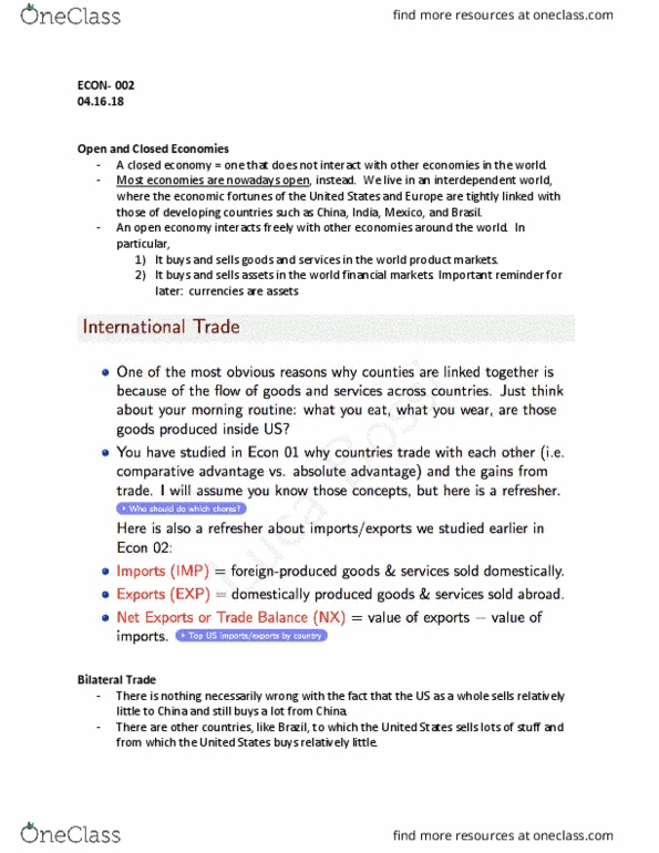 ECON 002 Lecture Notes - Lecture 22: Autarky thumbnail