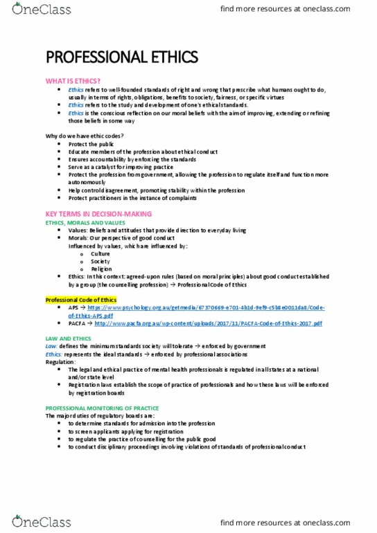 COUN226 Lecture Notes - Lecture 1: Well-Founded Relation, Therapeutic Relationship, Virtue Ethics thumbnail