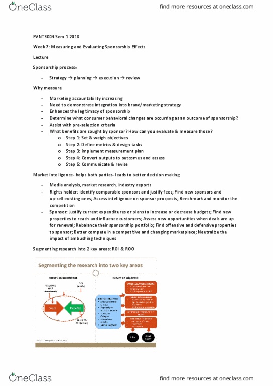 EVNT3004 Lecture Notes - Lecture 7: Market Intelligence, Sales Promotion thumbnail