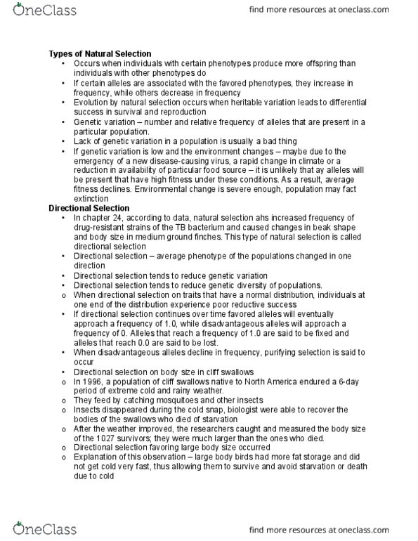 BIOLOGY 1M03 Lecture Notes - Lecture 20: Birth Weight, Stabilizing Selection, Genetic Variation thumbnail