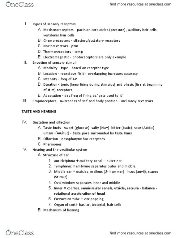 CAS PS 222 Lecture Notes - Lecture 7: Anterior Chamber Of Eyeball, Hair Cell, Visual Acuity thumbnail