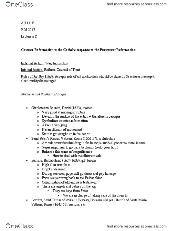 AH 111B Lecture Notes - Lecture 8: Tenebrism, Holofernes, Giovanni Battista Gaulli thumbnail