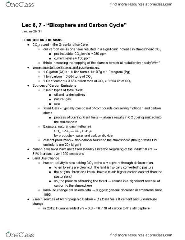 A&O SCI 1 Lecture Notes - Lecture 6: Tonne, Chlorophyll, Stoma thumbnail