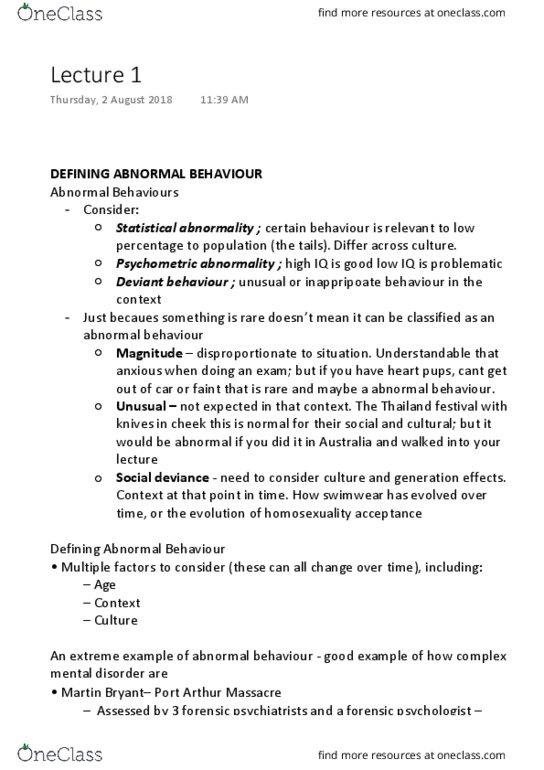 PSYC212 Lecture Notes - Lecture 1: Forensic Psychiatry, Science Daily, Forensic Psychology thumbnail