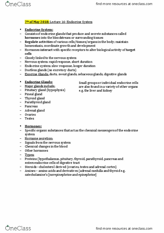 HLTH108 Lecture Notes - Lecture 17: Hypophyseal Portal System, Internal Carotid Artery, Parathyroid Gland thumbnail