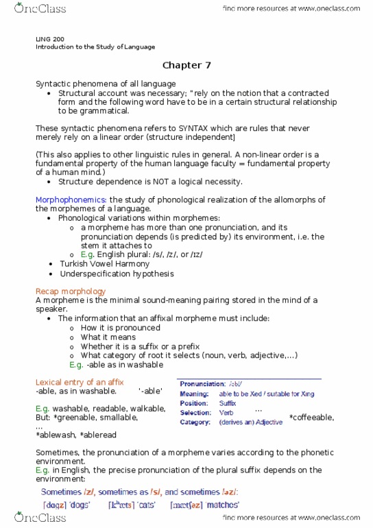 LING 200 Chapter Notes - Chapter 7: Syntactic Category, Rodent, Thematic Relation thumbnail