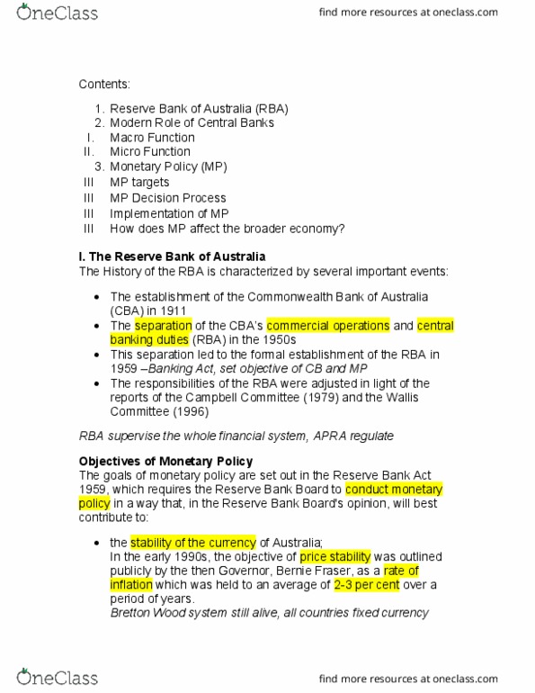 ECON350 Lecture Notes - Lecture 6: Commercial Bank, Deflation, Inflation Targeting thumbnail