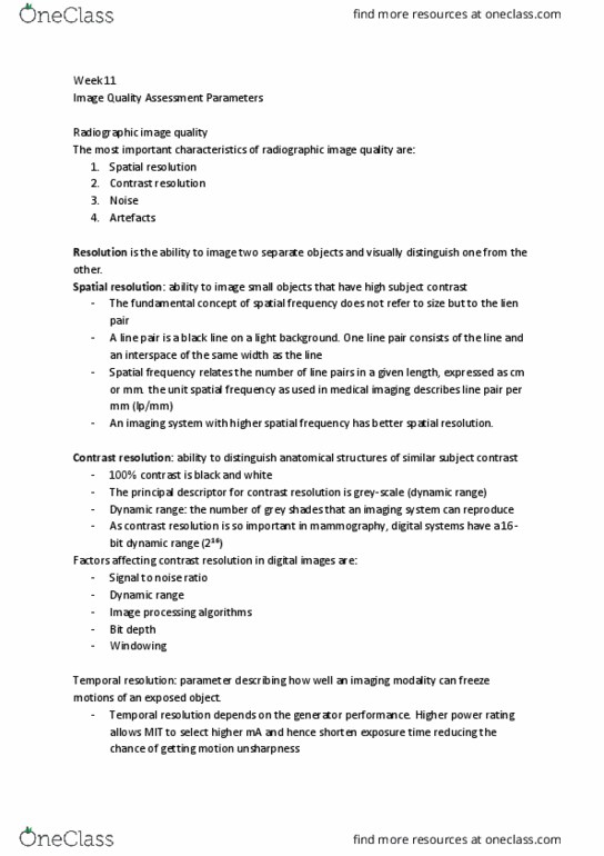 PHYS1008 Lecture Notes - Lecture 9: Dynamic Range, Spatial Frequency, Digital Image Processing thumbnail