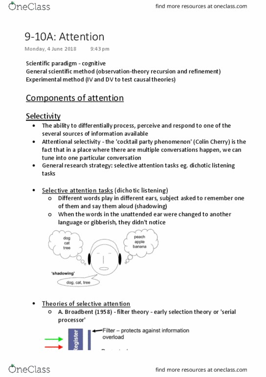PSYC1020 Lecture Notes - Lecture 9: Colin Cherry, Scientific Method, Parallel Computing thumbnail