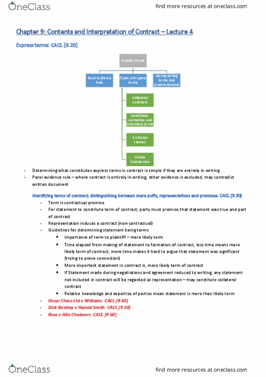 BTC1110 Lecture Notes - Lecture 4: Parol Evidence Rule, Dick Bentley, Collateral Contract thumbnail