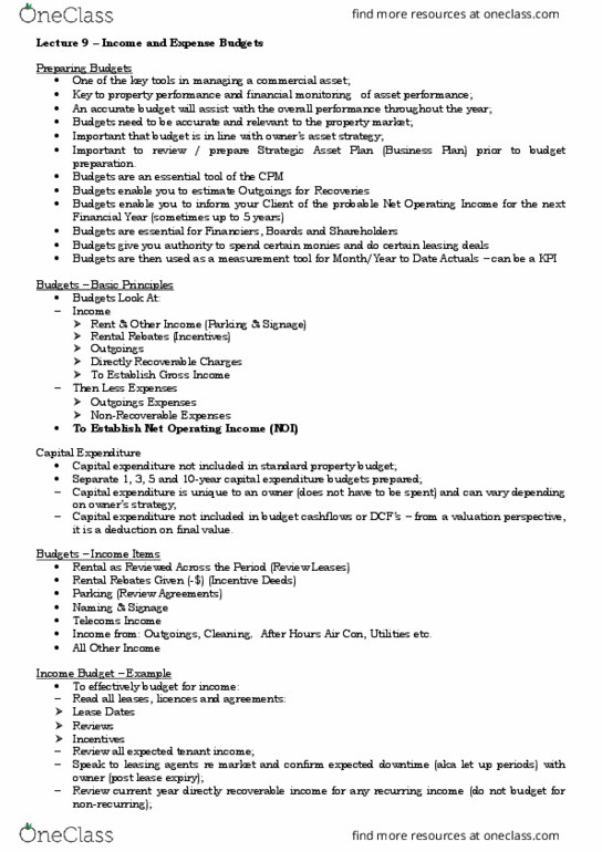 16231 Lecture Notes - Lecture 9: Earnings Before Interest And Taxes, Net Lease, Capital Expenditure thumbnail