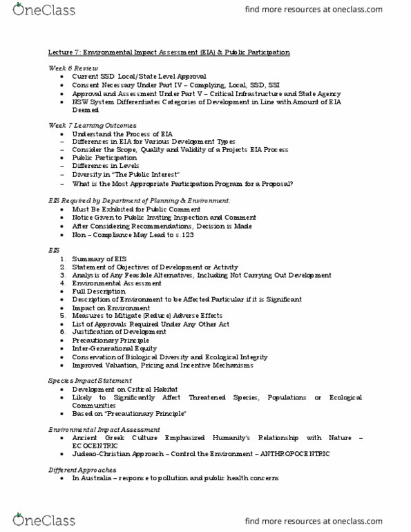 16632 Lecture Notes - Lecture 7: Environmental Impact Assessment, Environmental Impact Statement, Precautionary Principle thumbnail
