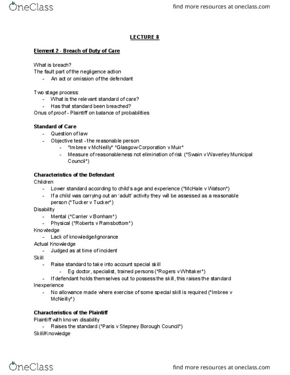 LLB102 Lecture Notes - Lecture 8: Waverley Municipal Council, Objective Test, Wyong Shire thumbnail