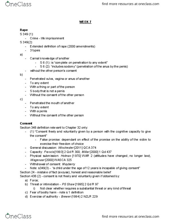 LLB106 Lecture Notes - Lecture 7: Carnal Knowledge, Moral Turpitude, No Code thumbnail