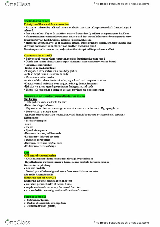 HUMB1000 Lecture Notes - Lecture 12: Adrenal Medulla, Adrenal Gland, Endocrine System thumbnail