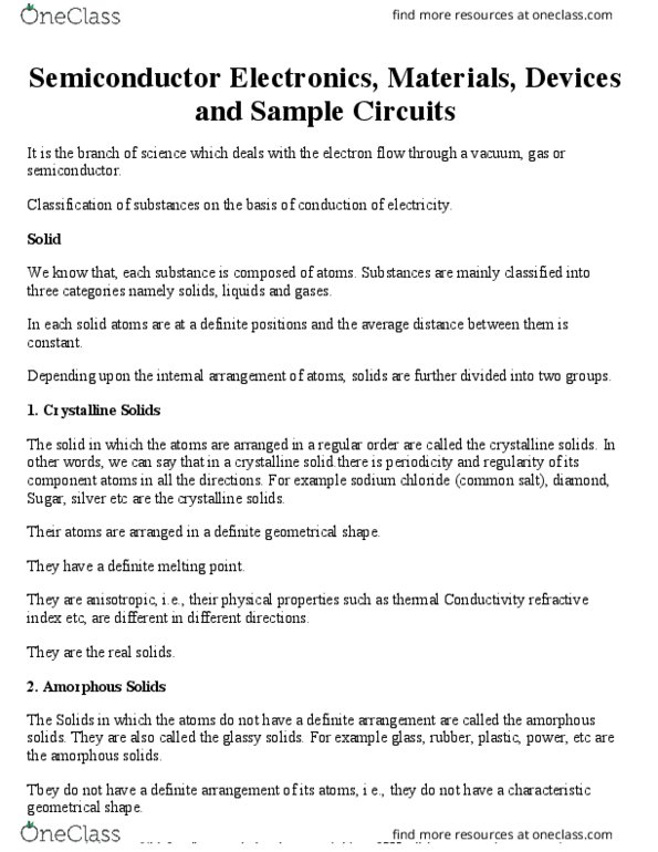 PCS 125 Chapter Notes - Chapter 14: Electrical Resistivity And Conductivity, Light-Emitting Diode, Electronvolt thumbnail