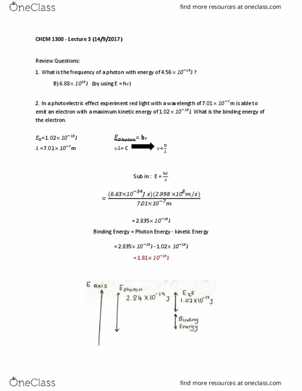 CHEM 1300 Lecture Notes - Lecture 3: Photon, Junkers J 1, Niels Bohr thumbnail