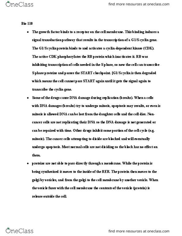 BIO 110 Lecture Notes - Lecture 23: Signal Transduction, S Phase, Apoptosis thumbnail