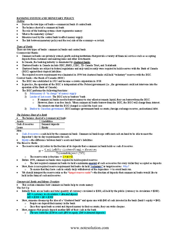 MGEA06H3 Lecture Notes - Reserve Requirement, Demand Deposit, Siemens S200 thumbnail