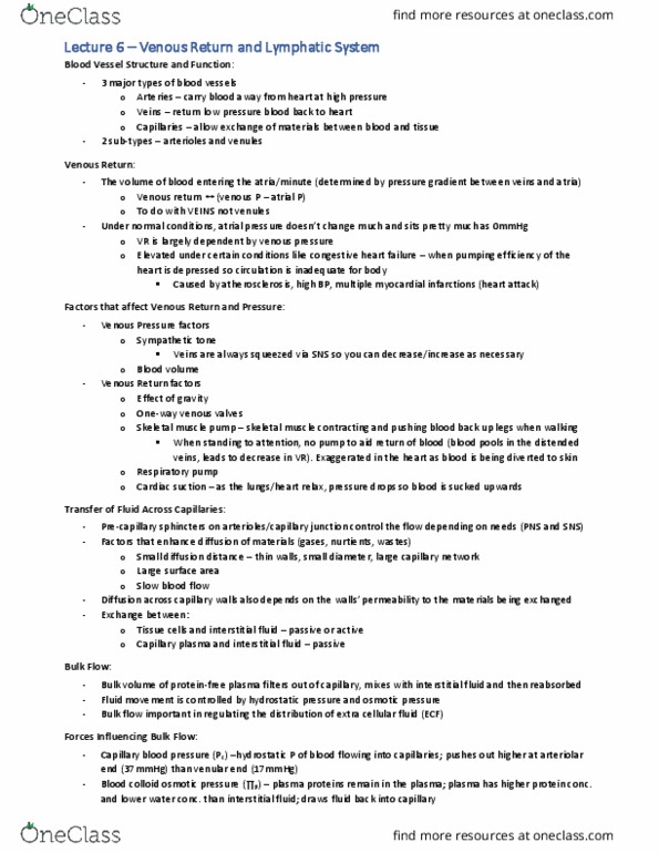 BIOM3010 Lecture Notes - Lecture 6: Oncotic Pressure, Heart Failure, Blood Pressure thumbnail