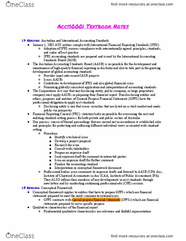 ACCT10001 Chapter Notes - Chapter 1-13: International Accounting Standards Board, International Financial Reporting Standards, Financial Reporting Council thumbnail