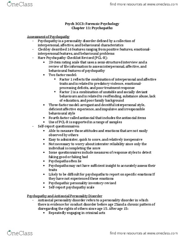 PSYCH 3CC3 Chapter Notes - Chapter 11: Age 13, Prison, Longitudinal Study thumbnail