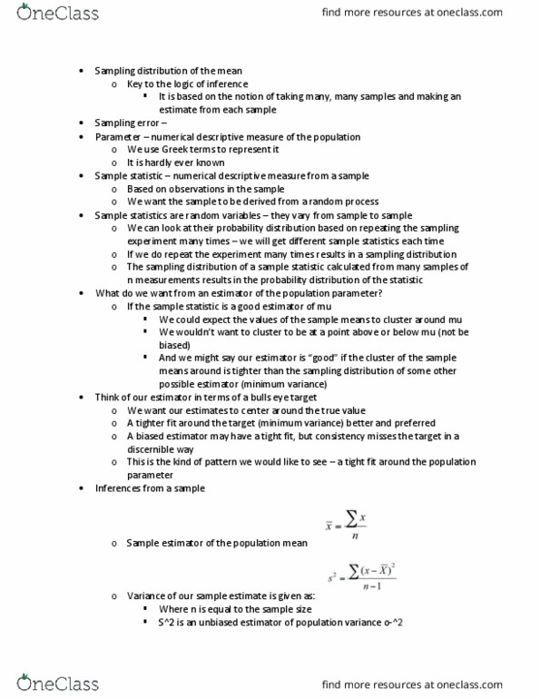 STAT200 Lecture Notes - Lecture 5: Sampling Distribution, Bias Of An Estimator, Statistic thumbnail
